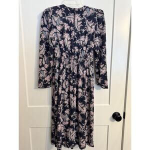 Karin Stevens Flower Print Smocked Waist Dress Sz 12 Grannycore Cottagecore